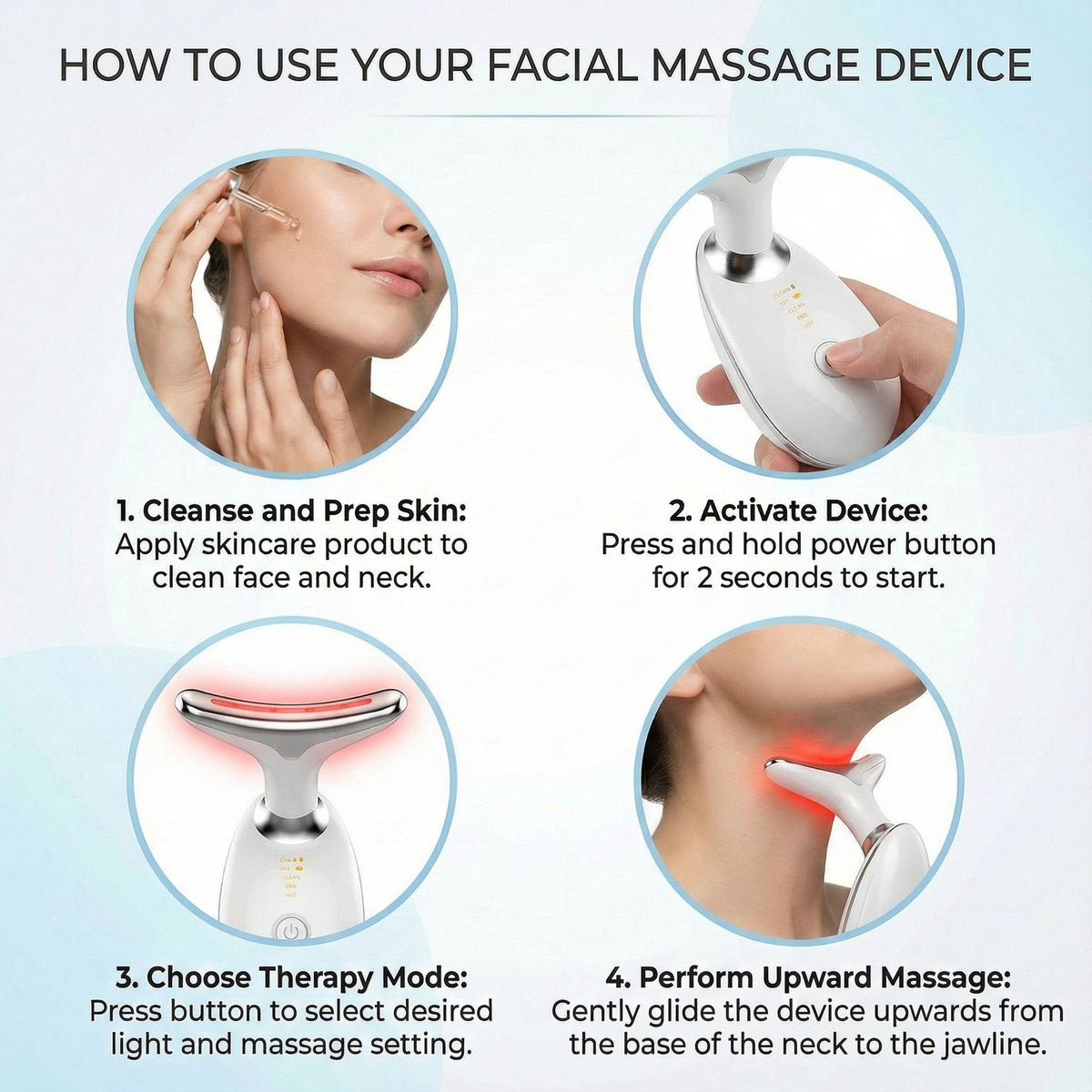 LiftVera WavyLift™ 7-Color LED Facial Massager with Microcurrent – Acne Care & Skin Firming Device for Face & Neck